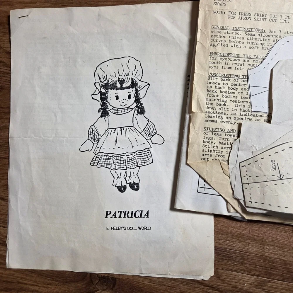 Vintage Lot Ethelby's Doll World Patricia & Emmaline Sewing Patterns 70s 80s